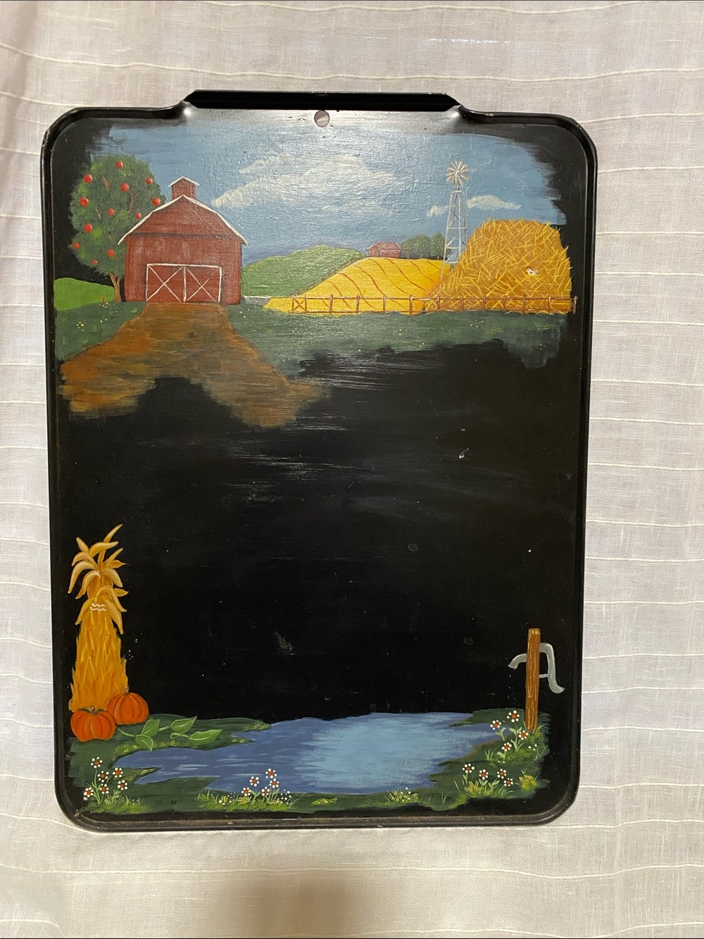 Hand-Painted Farm Scene Chalkboard/ magnetic - Barn & Pond